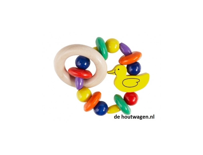 De Houtwagen | rammelaar kralenkrans eend | rammelaar - bijtring | € 7,95