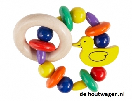 De Houtwagen | rammelaar kralenkrans eend | rammelaar - bijtring | € 7,95