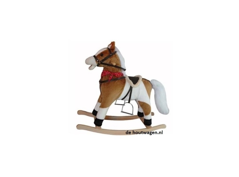 De Houtwagen | licht bont hobbelpaard met geluid en bewegende staart | hobbelpaarden | € 79,95
