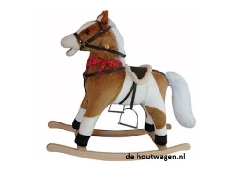 De Houtwagen | hobbelpaard licht bont met bewegende staart en geluid | hobbelpaarden | € 79,95