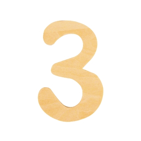 De Houtwagen | houten cijfer 3  | houten letters | € 0,40