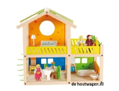 De Houtwagen | poppenhuis happy villa | houten poppenhuizen | € 69,95