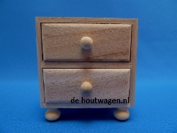 houten laden kastje met 2 laden