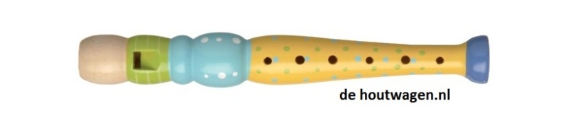 blokfluit 20cm. blauw-geel
