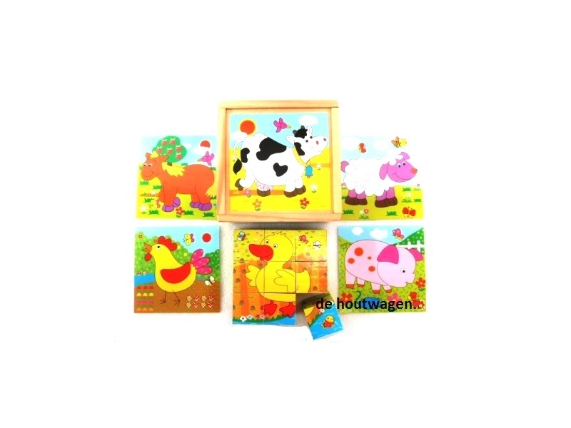 De Houtwagen | blokpuzzel dier koe-varken | houten puzzels | € 5,95 De Houtwagen | blokpuzzel dier koe-varken | houten puzzels | € 5,95