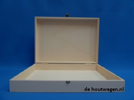 De Houtwagen | Houten Spellenkist A4 Formaat – Mooie Bewaar- en Opbergkist | houten kisten rechthoekig | € 24,95