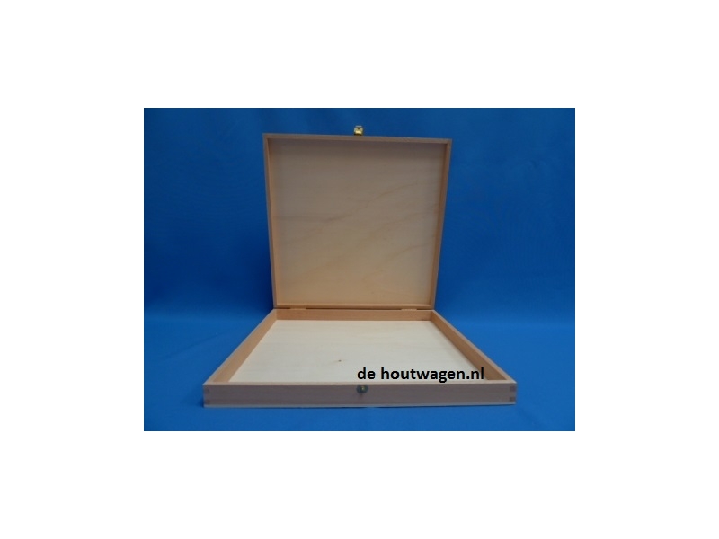 De Houtwagen | Luxe Vierkante Houten Pralinekist 30 x 30 cm – Platte Geschenkdoos | houten kisten vierkant | € 19,50