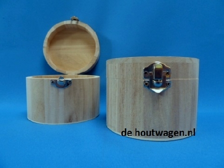 sieraden kistje hout rond - 11x8