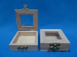 sieradenkistje mini met acryl raam - 7x7x2.5
