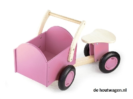 houten kinderbakfiets roze