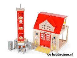 houten speelgoed brandweerkazerne