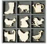 De Houtwagen | houten ornamenten koe-kip-laars | houten ornamenten | € 6,50
