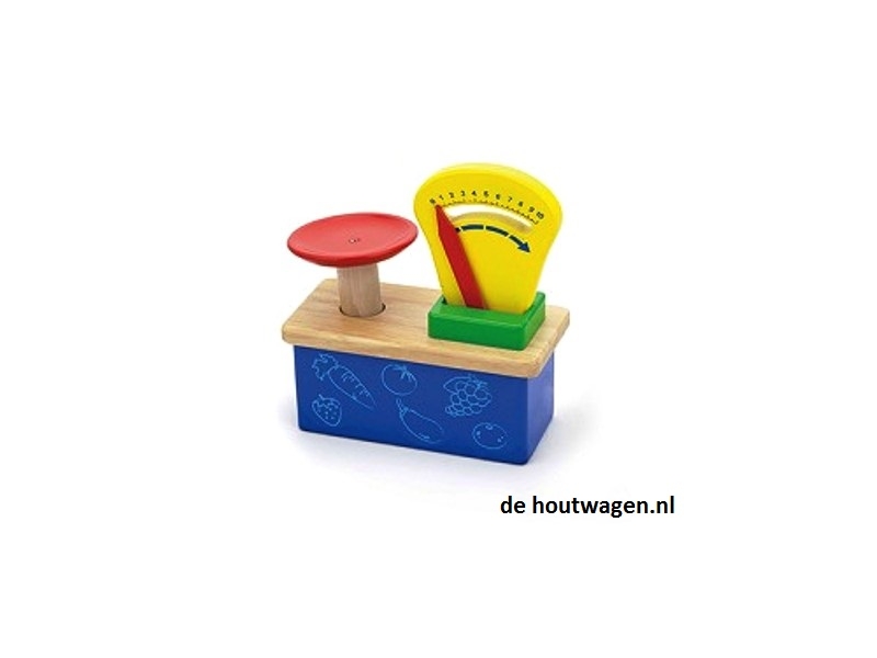 De Houtwagen | houten weegschaal viga toys | houten keuken en winkeltje | € 19,95