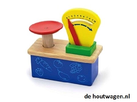 De Houtwagen | houten weegschaal viga toys | houten keuken en winkeltje | € 19,95