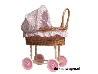 De Houtwagen | rieten poppenwagen met stoffen kap in bloembekleding | rieten poppenwagens | € 75,00