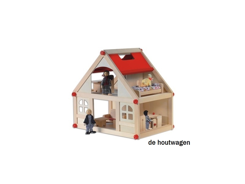 poppenhuis klein met meubeltjes en pops