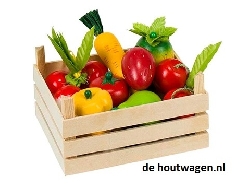houten groenten en fruit in kistje